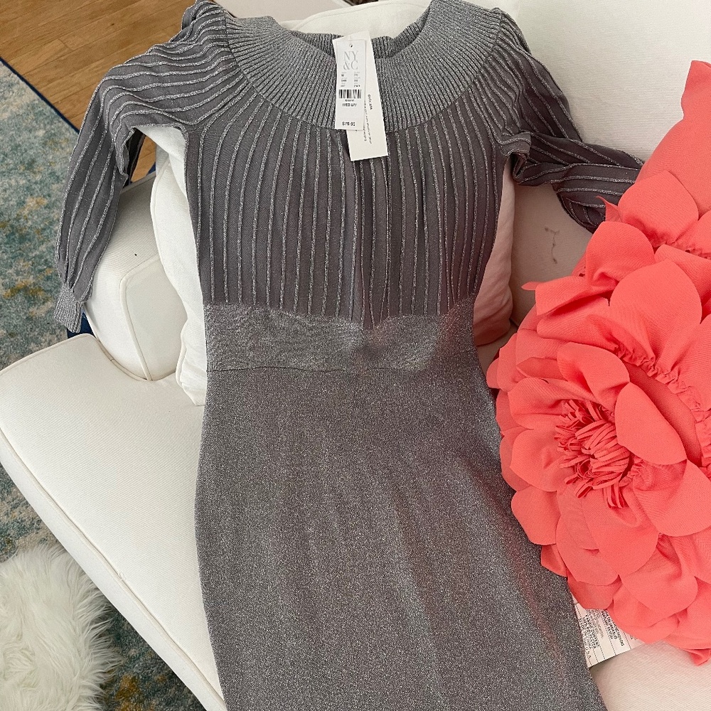Silver sweater dress